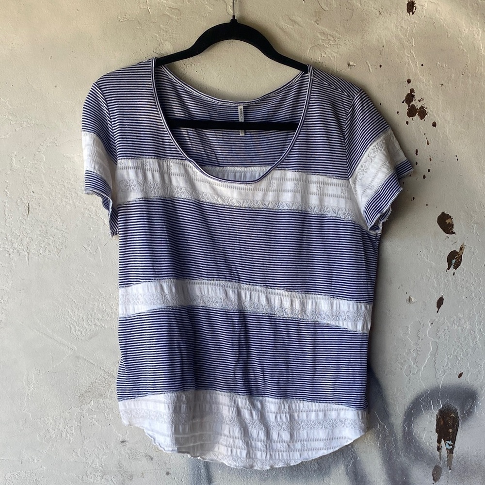 Tresics Navy and White Striped Short Sleeve Tee